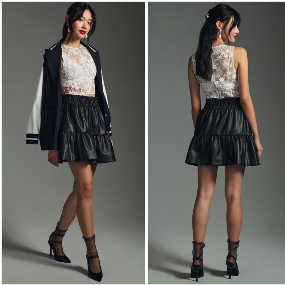 NWT Anthropologie Somerset Mini Skirt - Faux Leather Edition